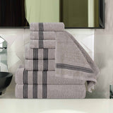 Brea Zero Twist Cotton Ribbed Geometric Border 8 Piece Towel Set - Towel Set by Superior Brand