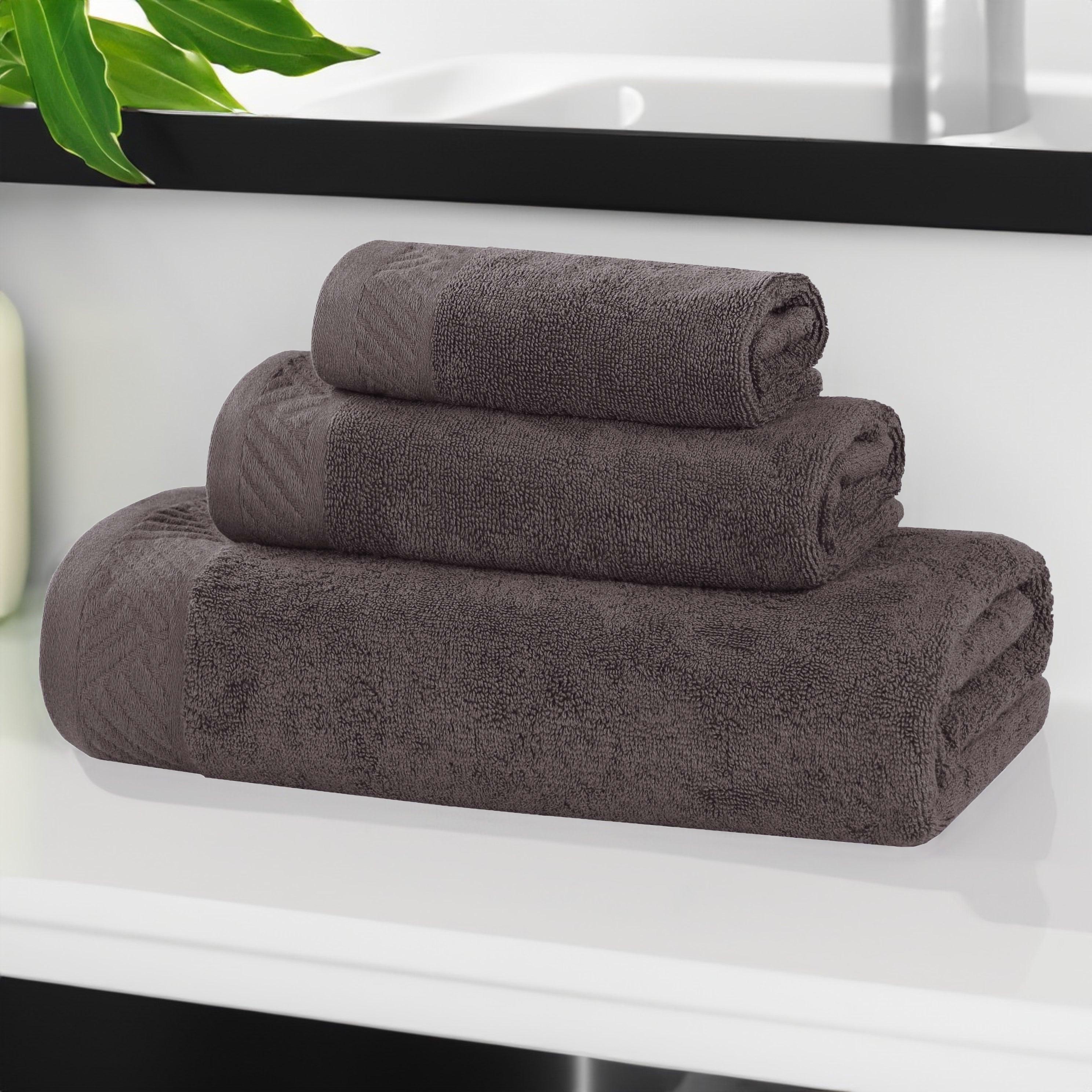 Egyptian Cotton Basketweave Solid Towel Set 3 Piece - Egyptian Cotton Towel Set by Superior Brand