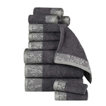 Wisteria Cotton Medium Weight Floral Jacquard Border 12 Piece Towel Set - Towel Set by Superior Brand