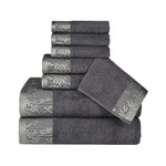 Cotton Floral Jacquard Towel Set 8-Piece - Wisteria - Towel Set by Superior Brand