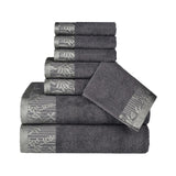 Cotton Floral Jacquard Towel Set 8-Piece - Wisteria - Towel Set by Superior Brand