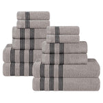Brea Zero Twist Cotton Ribbed Geometric Border 12 Piece Towel Set - Towel Set by Superior Brand
