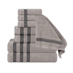 Brea Zero Twist Cotton Ribbed Geometric Border 8 Piece Towel Set - Towel Set by Superior Brand