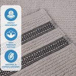 Brea Zero Twist Cotton Ribbed Geometric Border 12 Piece Towel Set - Towel Set by Superior Brand