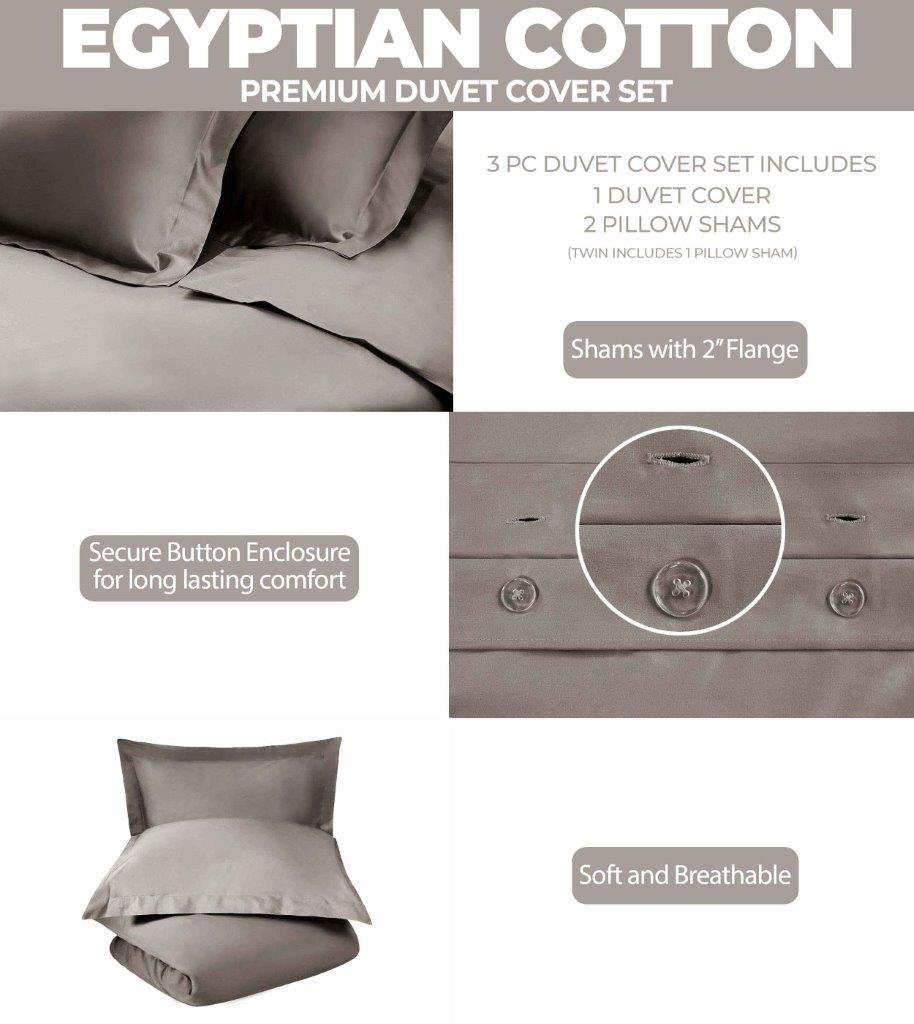 300 Thread Count Egyptian Cotton Solid Duvet Cover - Egyptian Cotton Duvet Cover Set by Superior Brand
