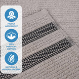 Brea Zero Twist Cotton Ribbed Geometric Border 8 Piece Towel Set - Towel Set by Superior Brand