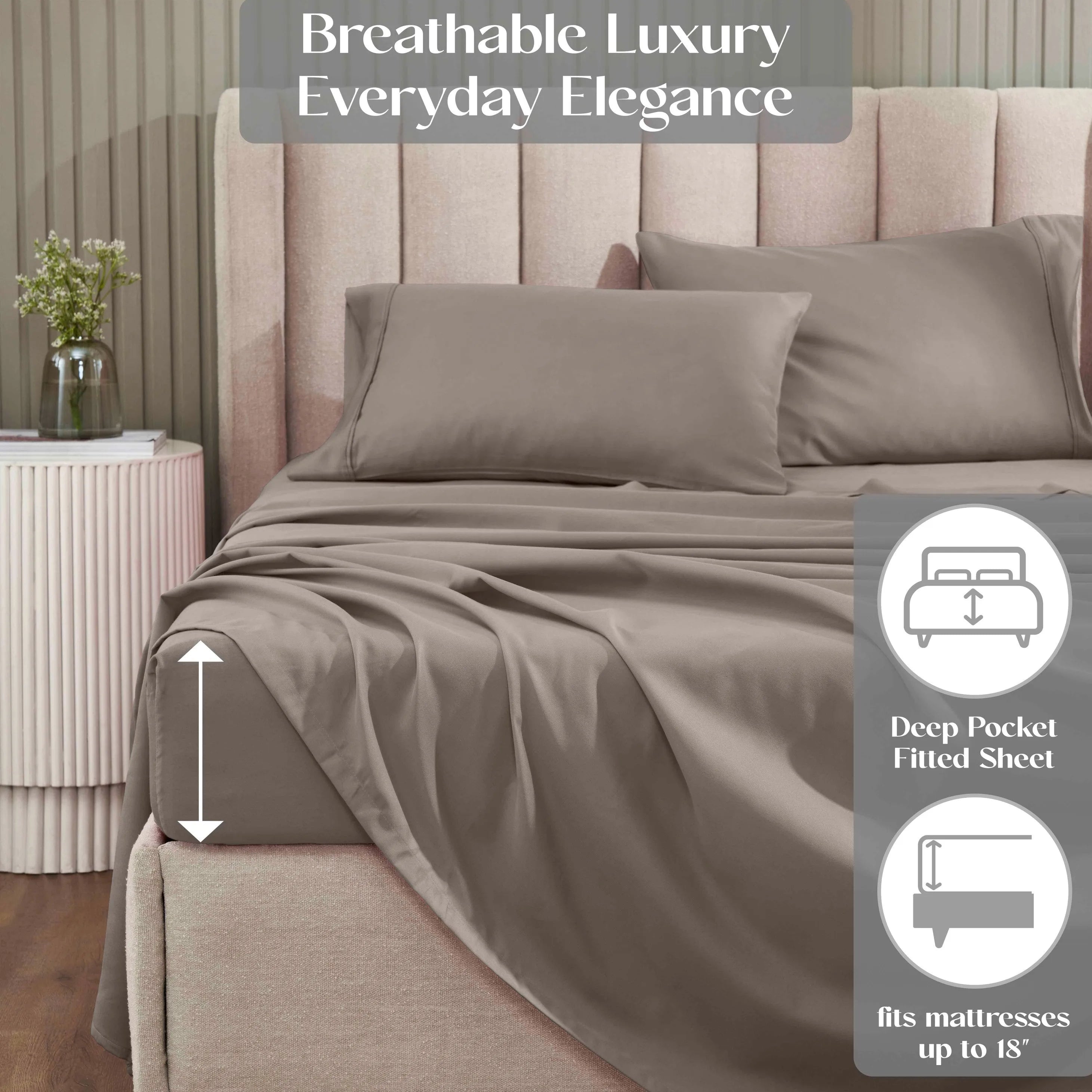 1200 Thread Count Cotton Rich Bed Sheet Set Solid Deep Pocket - Sheet Set by Superior Brand