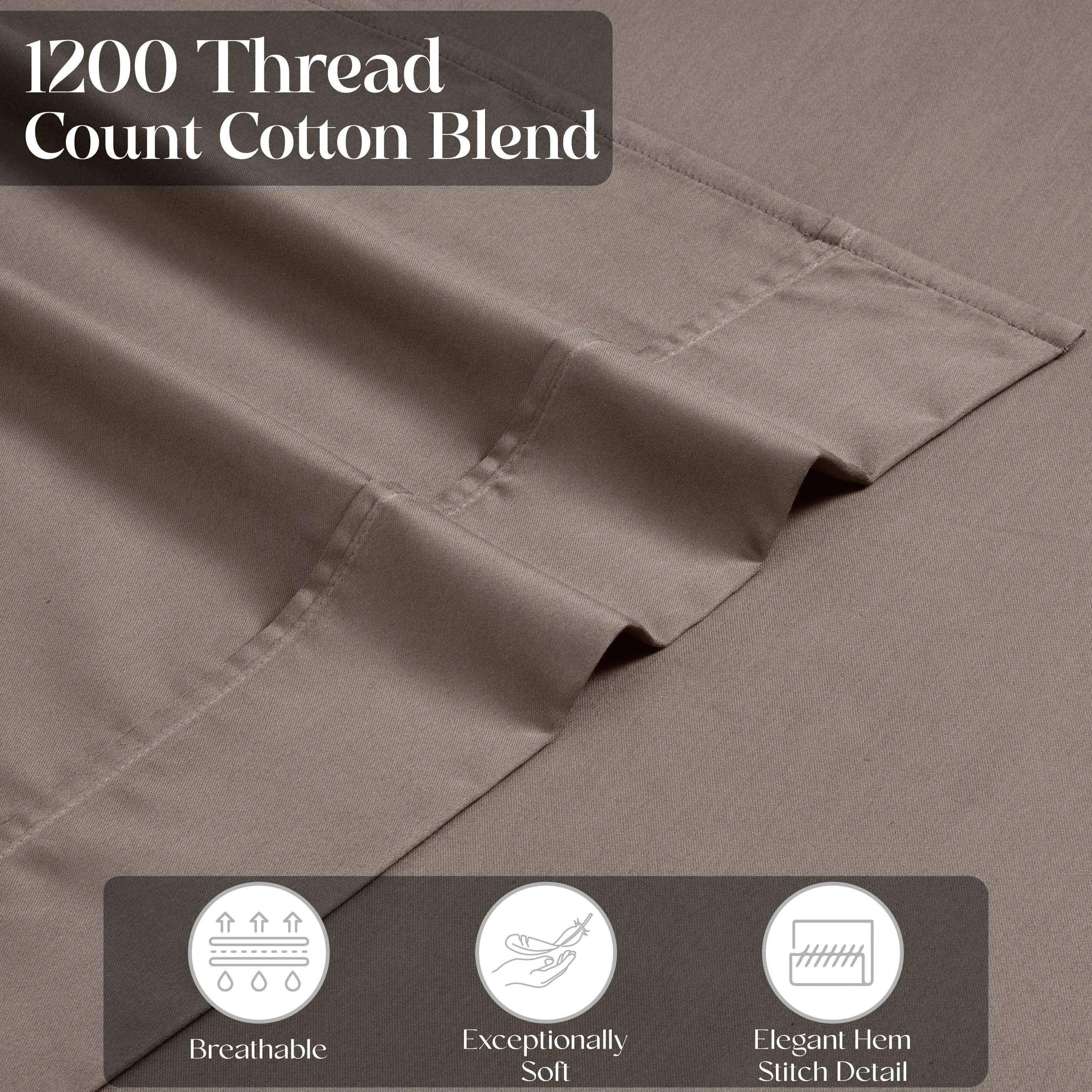 1200 Thread Count Cotton Rich Bed Sheet Set Solid Deep Pocket - Sheet Set by Superior Brand