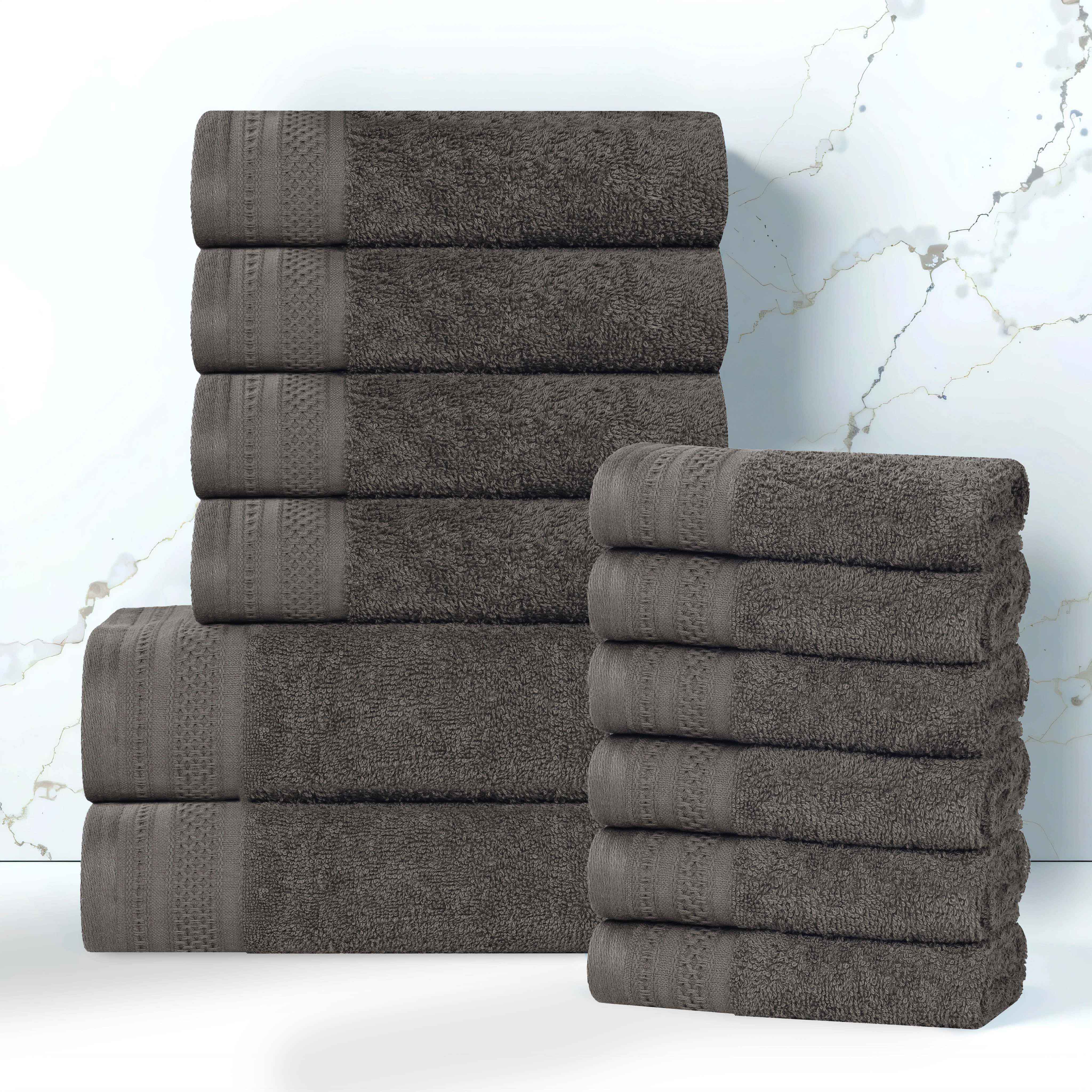 Cotton Waffle Border Towel Set 12-Piece - Honeycomb - Towel Set by Superior Brand