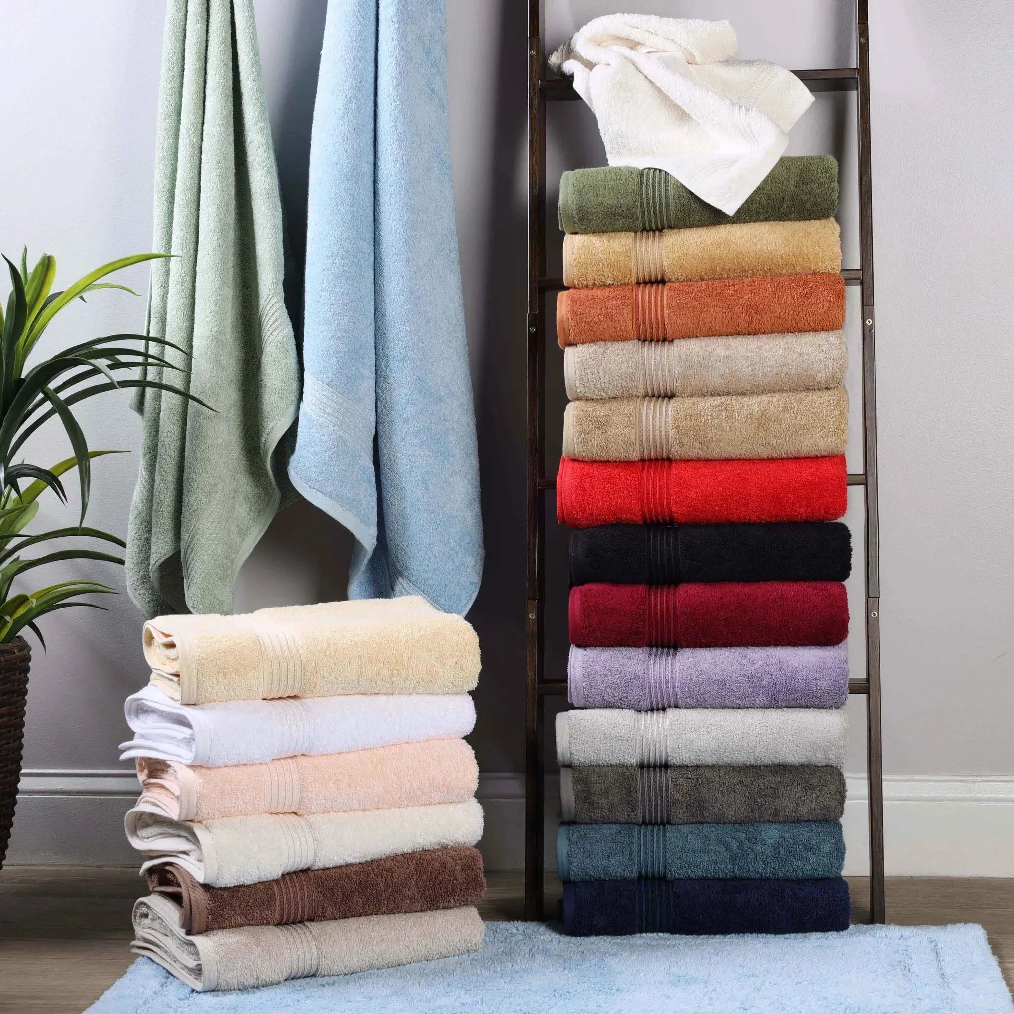 Egyptian Cotton Plush Absorbent Luxury Bath Towel Set of 4 - Egyptian Cotton Bath Towel by Superior Brand