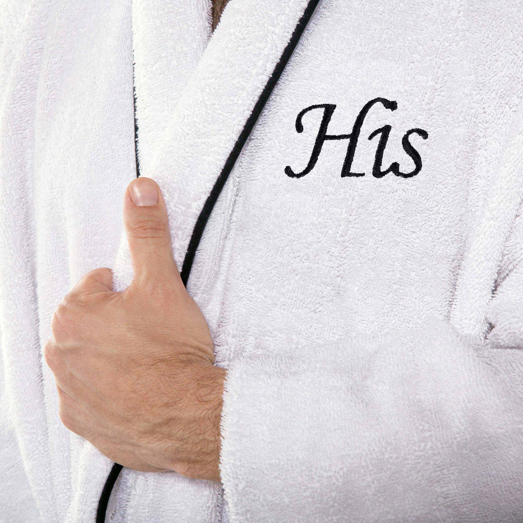 Cotton Adult Unisex Embroidered Fluffy Bathrobe White
