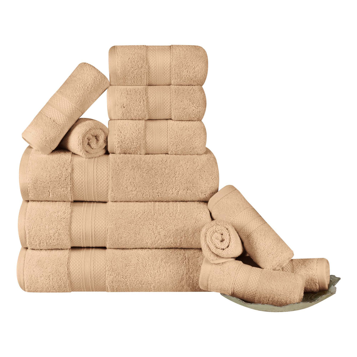 Turkish Cotton Highly Absorbent Solid 12 Piece Ultra Plush Towel Set
