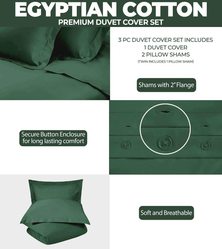 300 Thread Count Egyptian Cotton Solid Duvet Cover - Egyptian Cotton Duvet Cover Set by Superior Brand