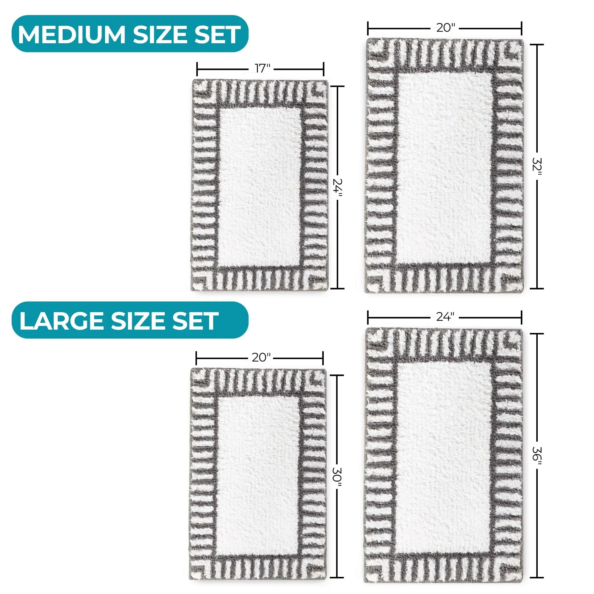 Inaya Modern Striped Tufted Shag Machine Washable Bath Rugs, Set of 2 - Bath Rugs by Superior Brand