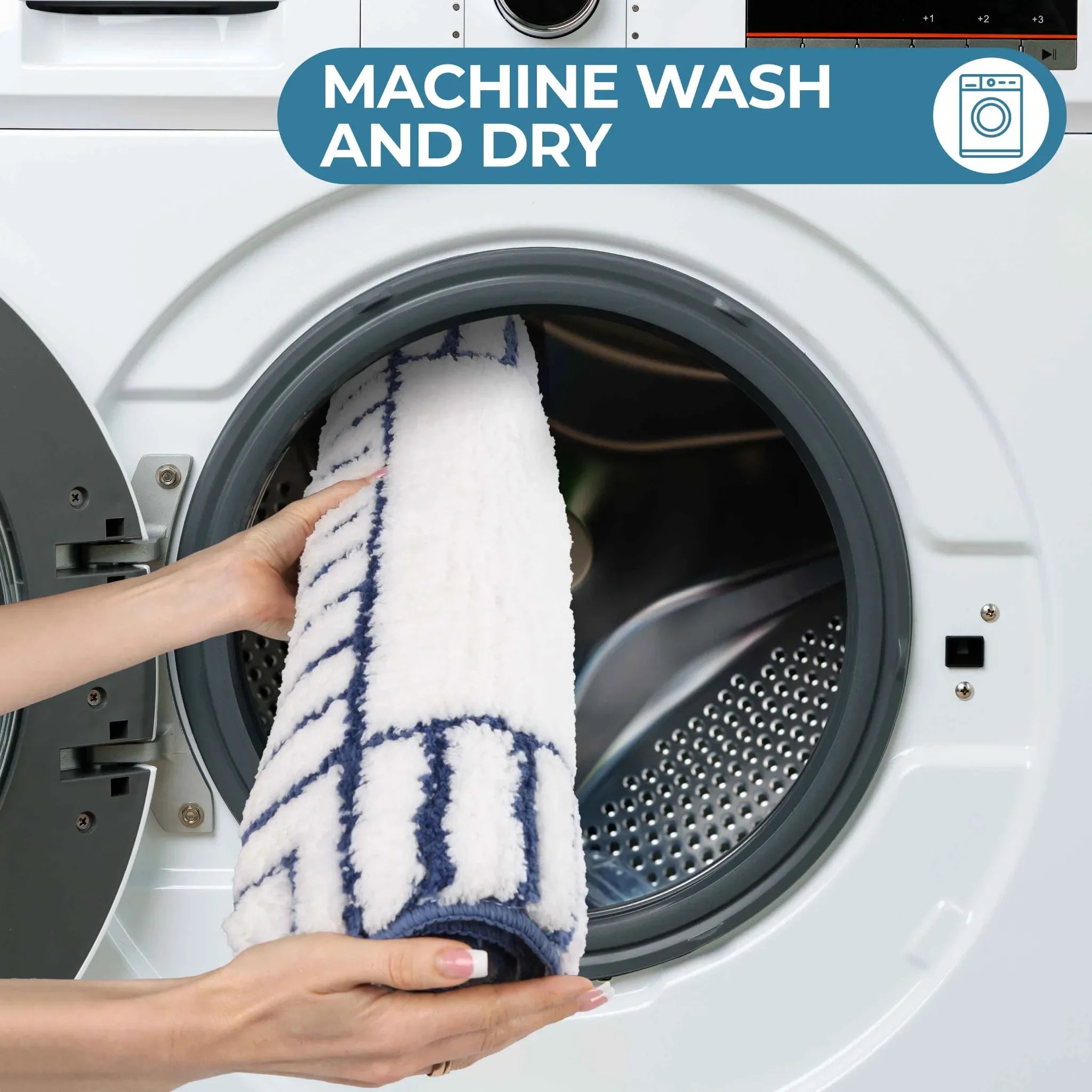 Inaya Modern Striped Tufted Shag Machine Washable Bath Rugs, Set of 2 - Bath Rugs by Superior Brand