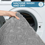 Venere Floral Scroll Textured Machine Washable Bath Rugs, Set of 2 - Bath Rugs by Superior Brand