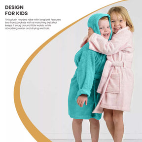 Cotton Ultra-Soft Terry Lightweight Kids Unisex Hooded Bathrobe - Pink