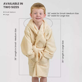 Cotton Ultra-Soft Terry Lightweight Kids Unisex Hooded Bathrobe - Ivory