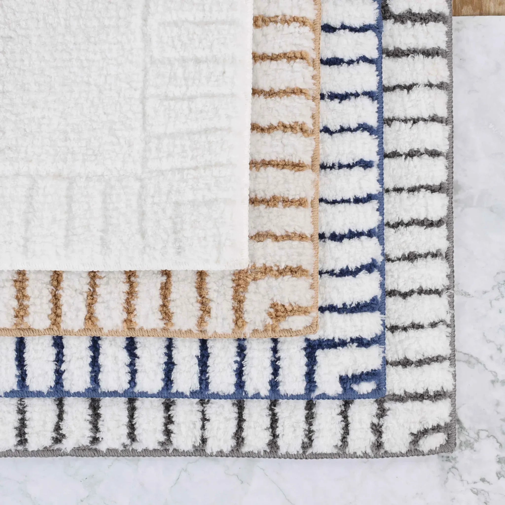 Inaya Modern Striped Tufted Shag Machine Washable Bath Rugs, Set of 2 - Bath Rugs by Superior Brand