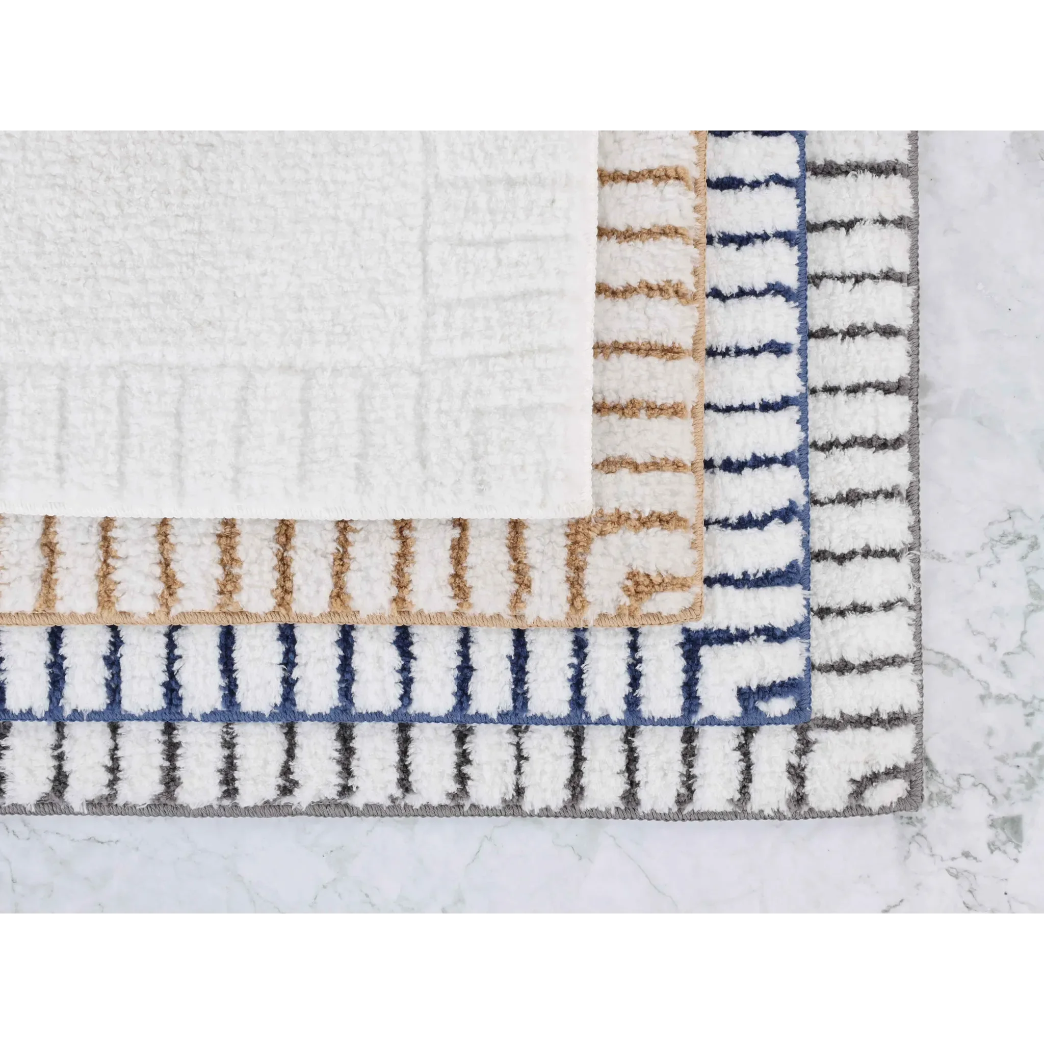 Inaya Modern Striped Tufted Shag Machine Washable Bath Rugs, Set of 2 - Bath Rugs by Superior Brand