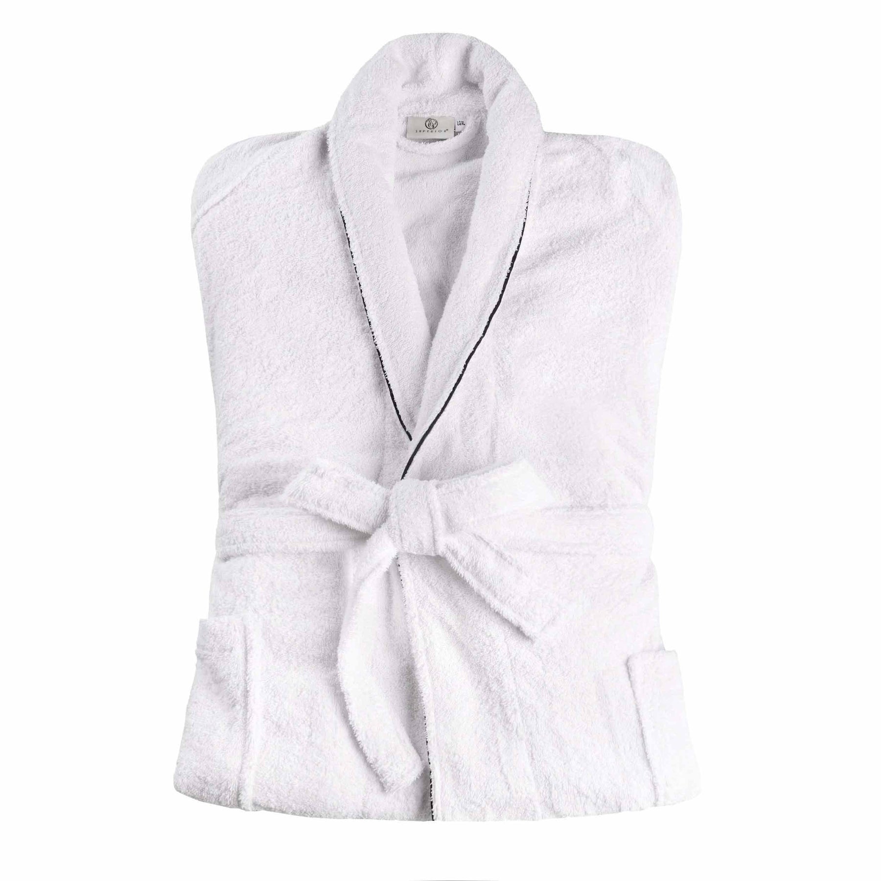 Cotton Adult Unisex Embroidered Fluffy Bathrobe White