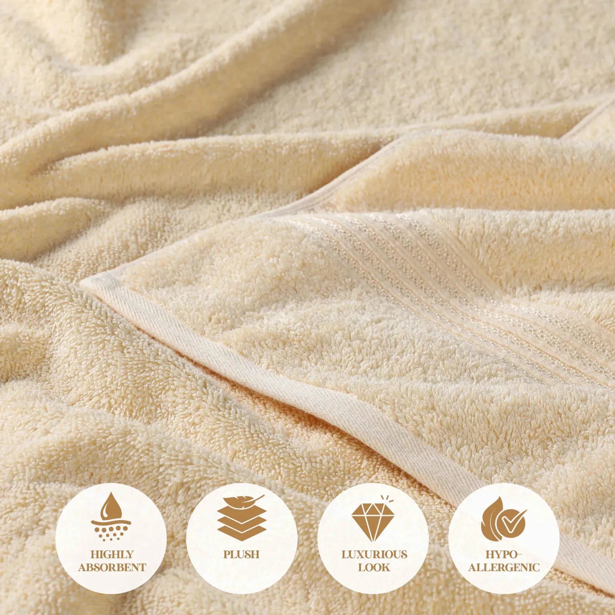 Egyptian Cotton Plush Absorbent Luxury Bath Towel Set of 4 - Egyptian Cotton Bath Towel by Superior Brand