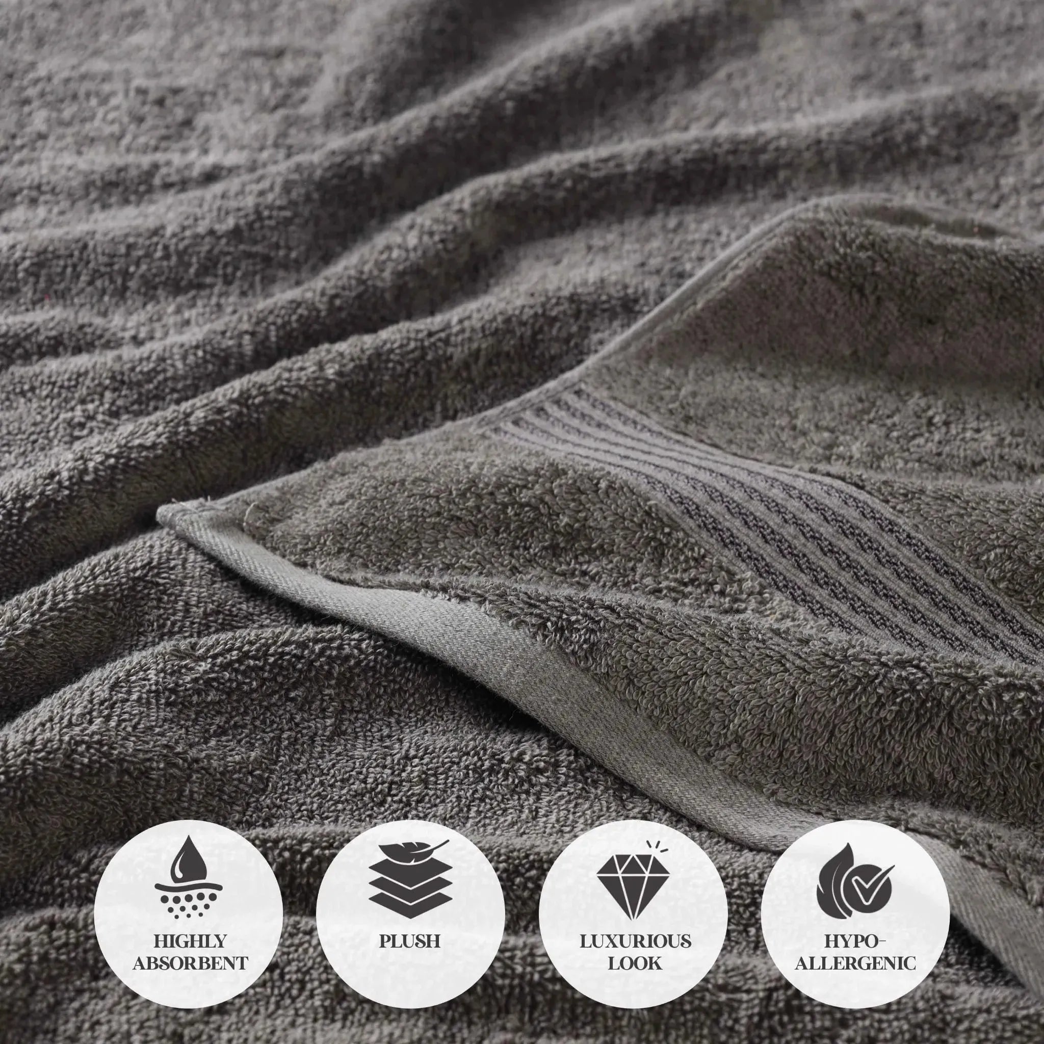 Egyptian Cotton Plush Absorbent Luxury Bath Towel Set of 4 - Egyptian Cotton Bath Towel by Superior Brand