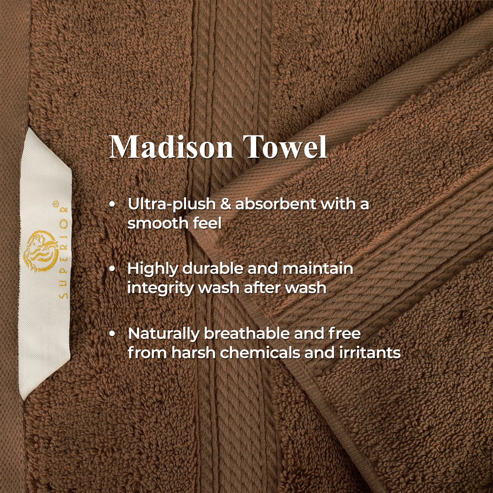 Egyptian Cotton Madison Plush Towel Set 3 Piece - Egyptian Cotton Towel Set by Superior Brand