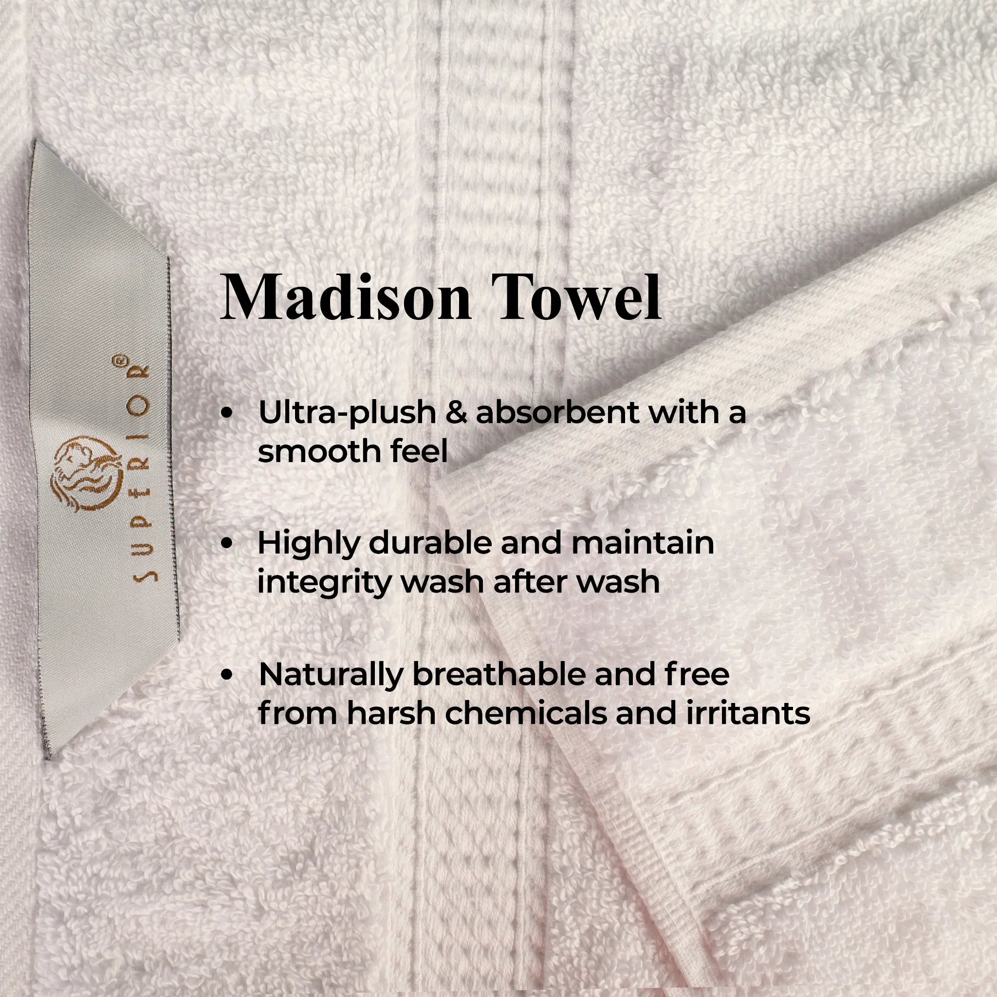 Egyptian Cotton Madison Face Towel Set of 6 - Egyptian Cotton Face Towel by Superior Brand