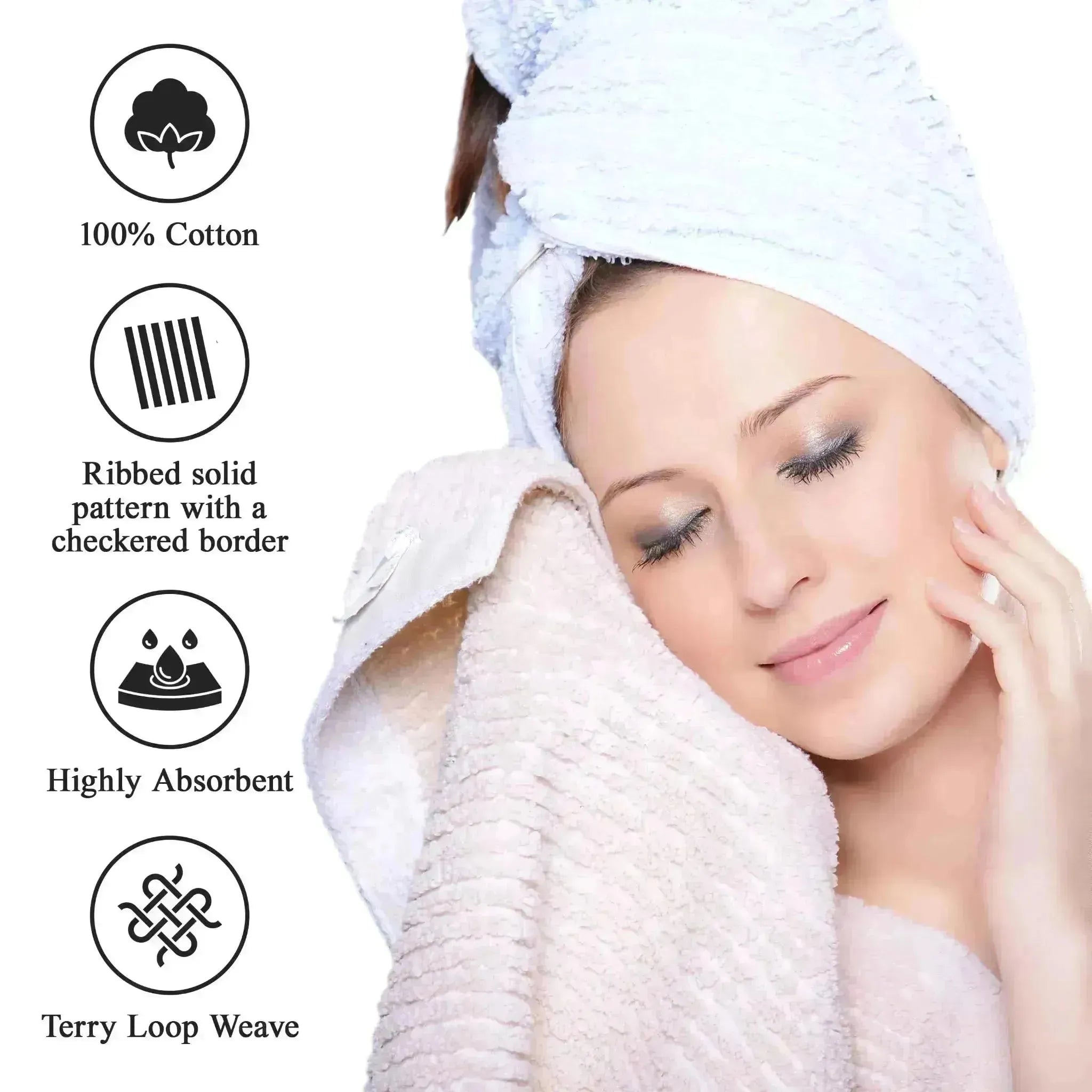 Soho Ribbed Cotton Absorbent Bath Towel Set of 4 - Bath Towel by Superior Brand