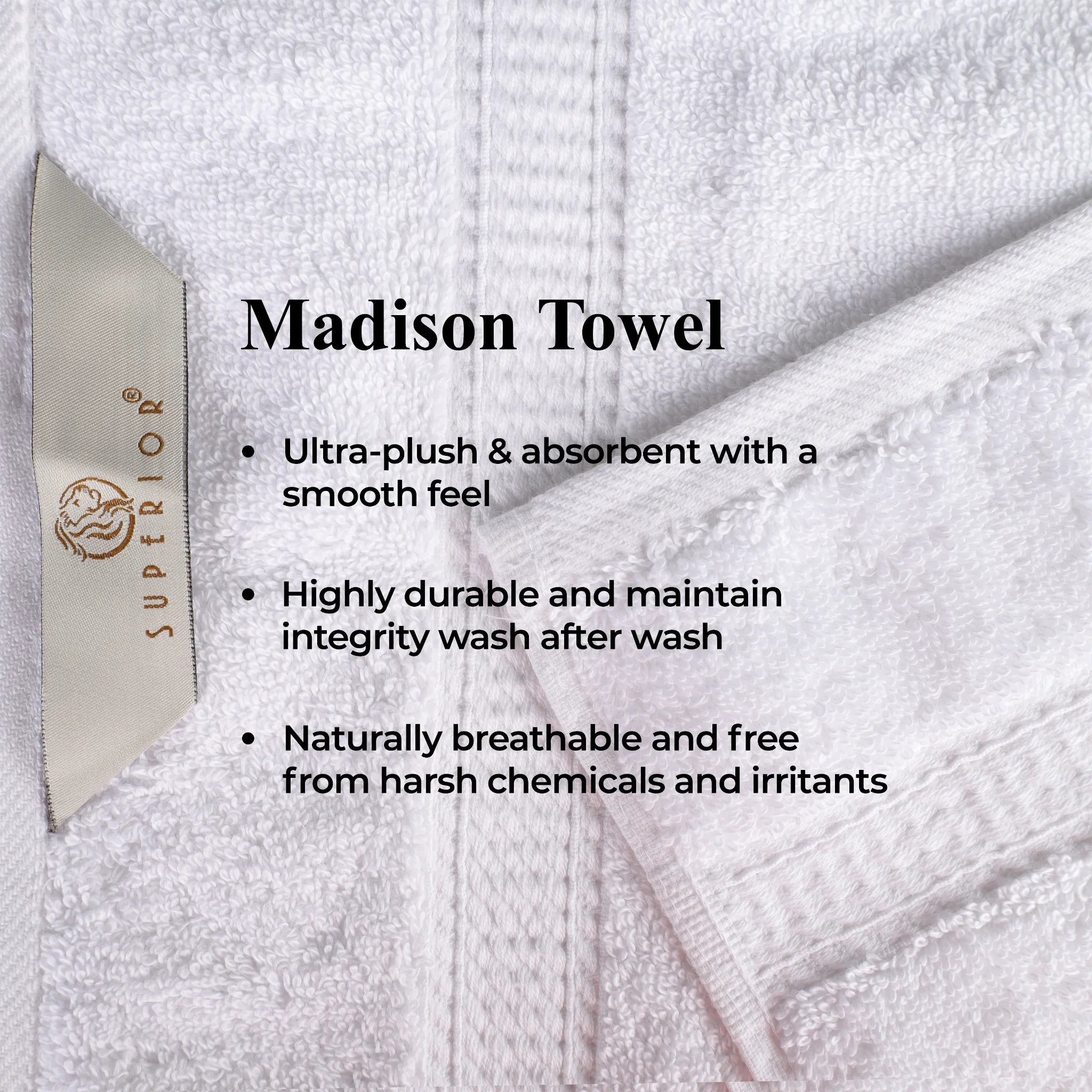 100% Egyptian Cotton Madison Plush Towel Set 9 Piece - Egyptian Cotton Towel Set by Superior Brand