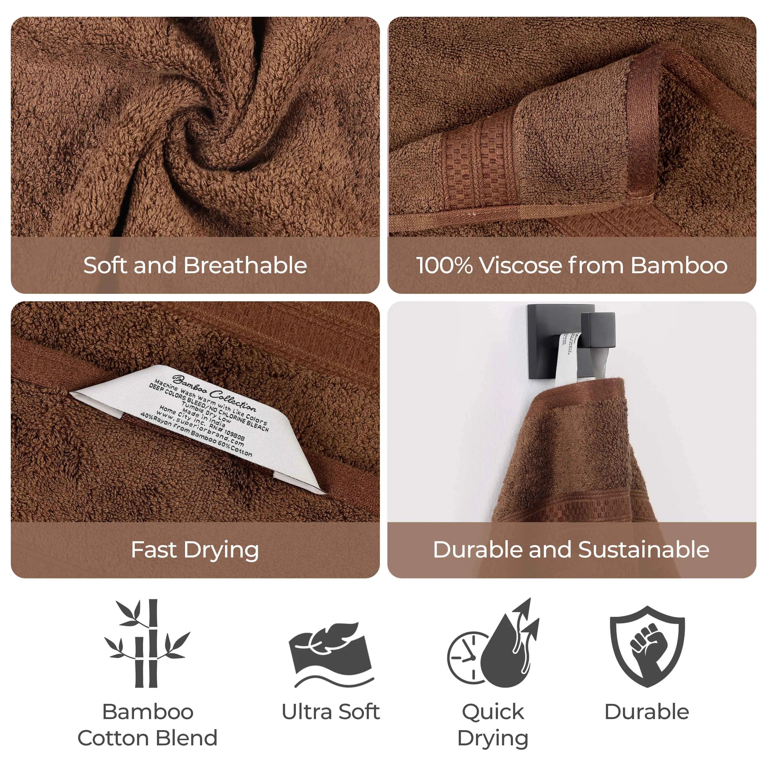 Ultra-Soft Rayon from Bamboo Cotton Blend Bath and Hand Towel Set - Towel Set by Superior Brand