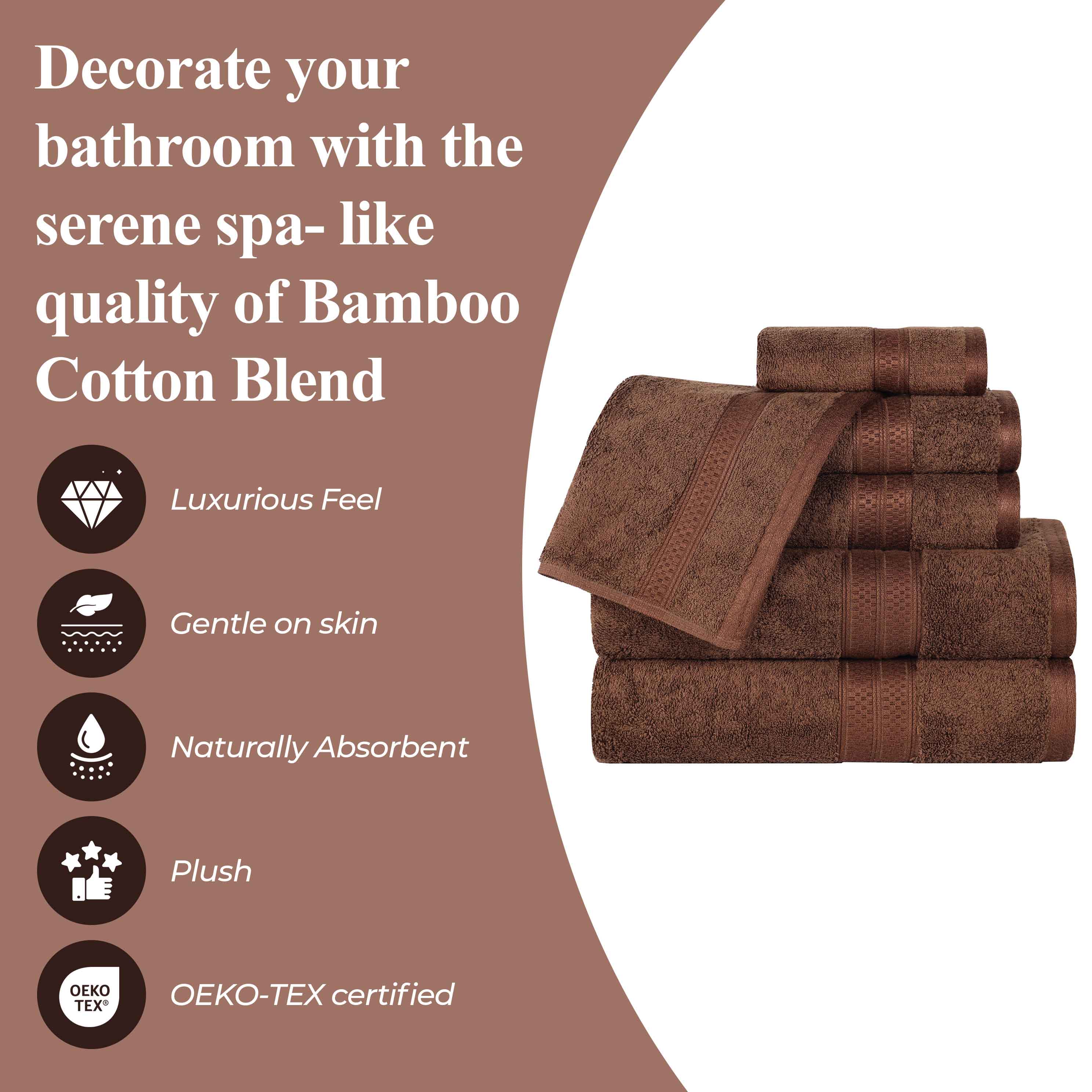Ultra-Soft Rayon from Bamboo Cotton Blend Bath and Hand Towel Set - Towel Set by Superior