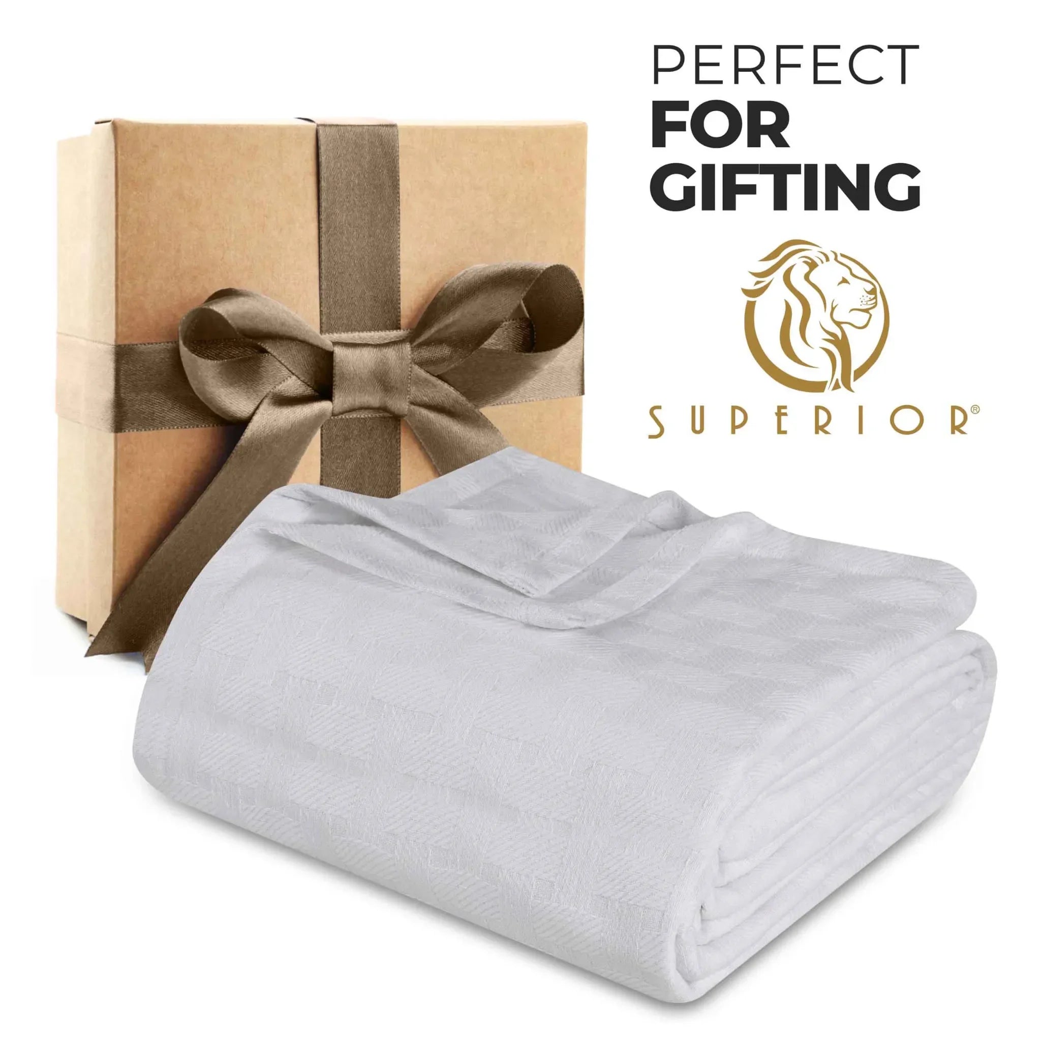 100% Cotton Thermal Blanket – Basketweave All-Season, Lightweight & Breathable - Blanket by Superior Brand