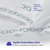 100% Cotton Bed Sheet Set Embroidered Deep Pocket Chain Links - Sheet Set by Superior Brand