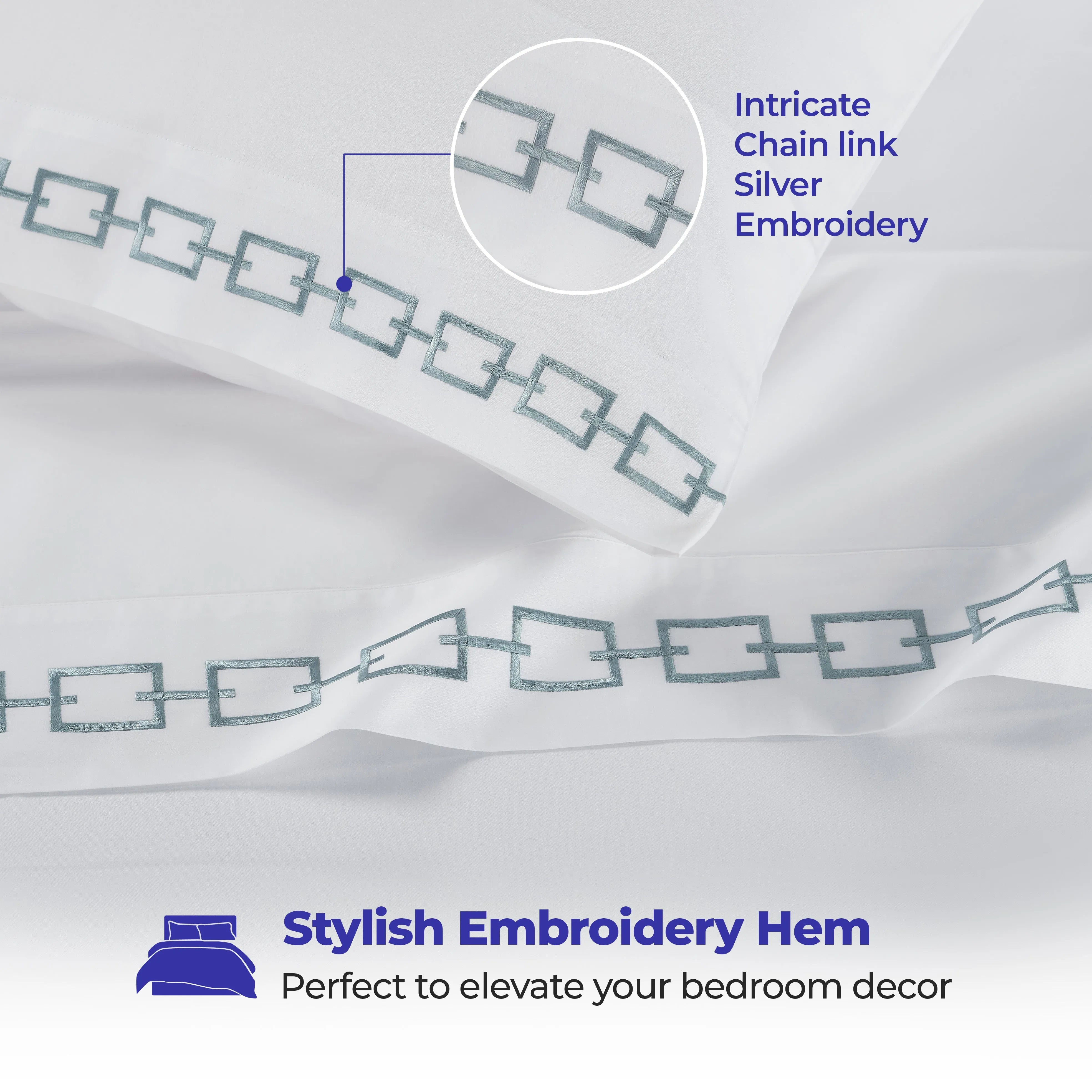 100% Cotton Bed Sheet Set Embroidered Deep Pocket Chain Links - Sheet Set by Superior Brand