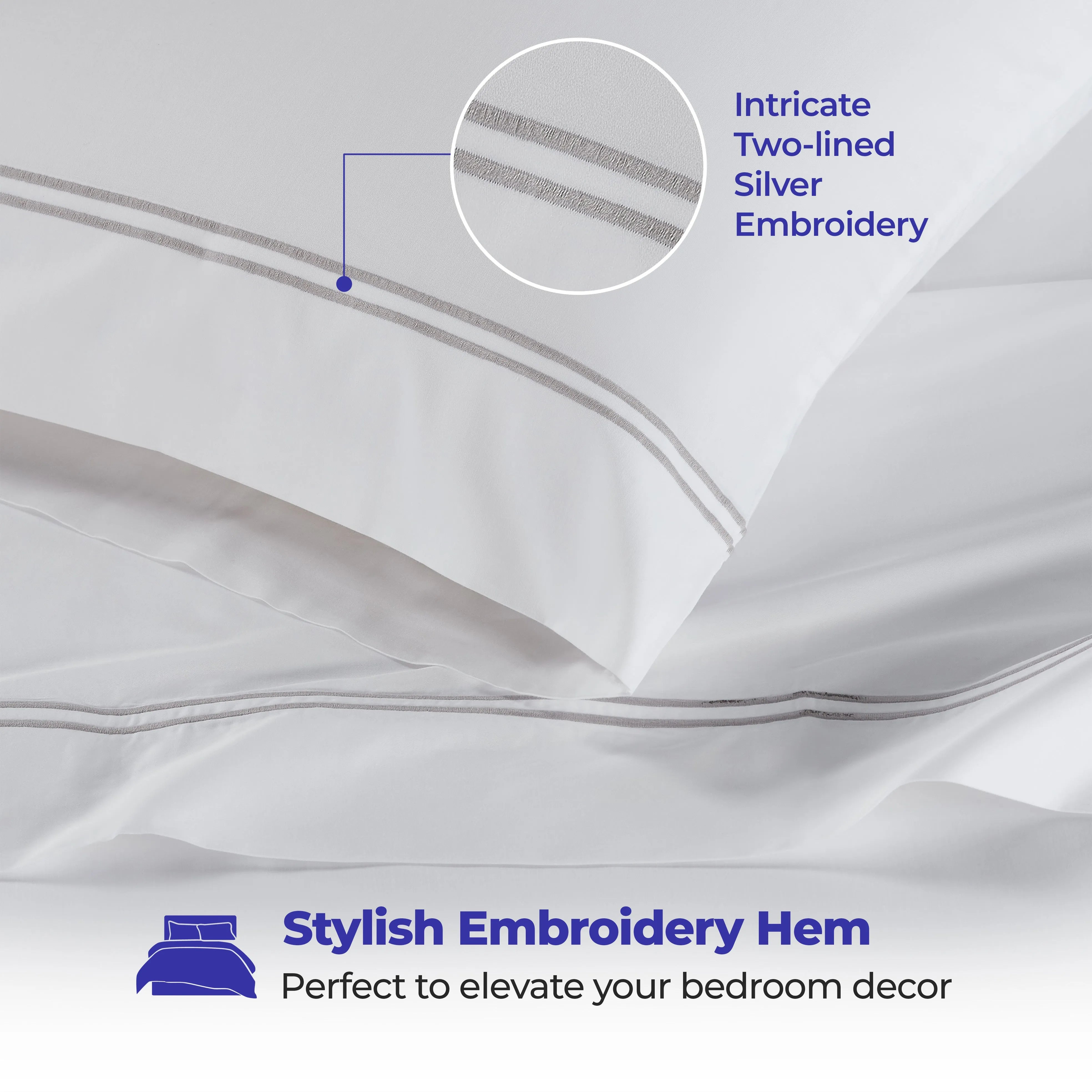 100% Cotton Bed Sheet Set Two-Line Embroidered Deep Pocket Fieldstone - Sheet Set by Superior Brand