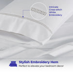 100% Cotton Bed Sheet Set Cross-Stitch Embroidered Deep Pocket Riverton - Sheet Set by Superior Brand