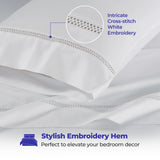 100% Cotton Bed Sheet Set Cross-Stitch Embroidered Deep Pocket Riverton - Sheet Set by Superior Brand