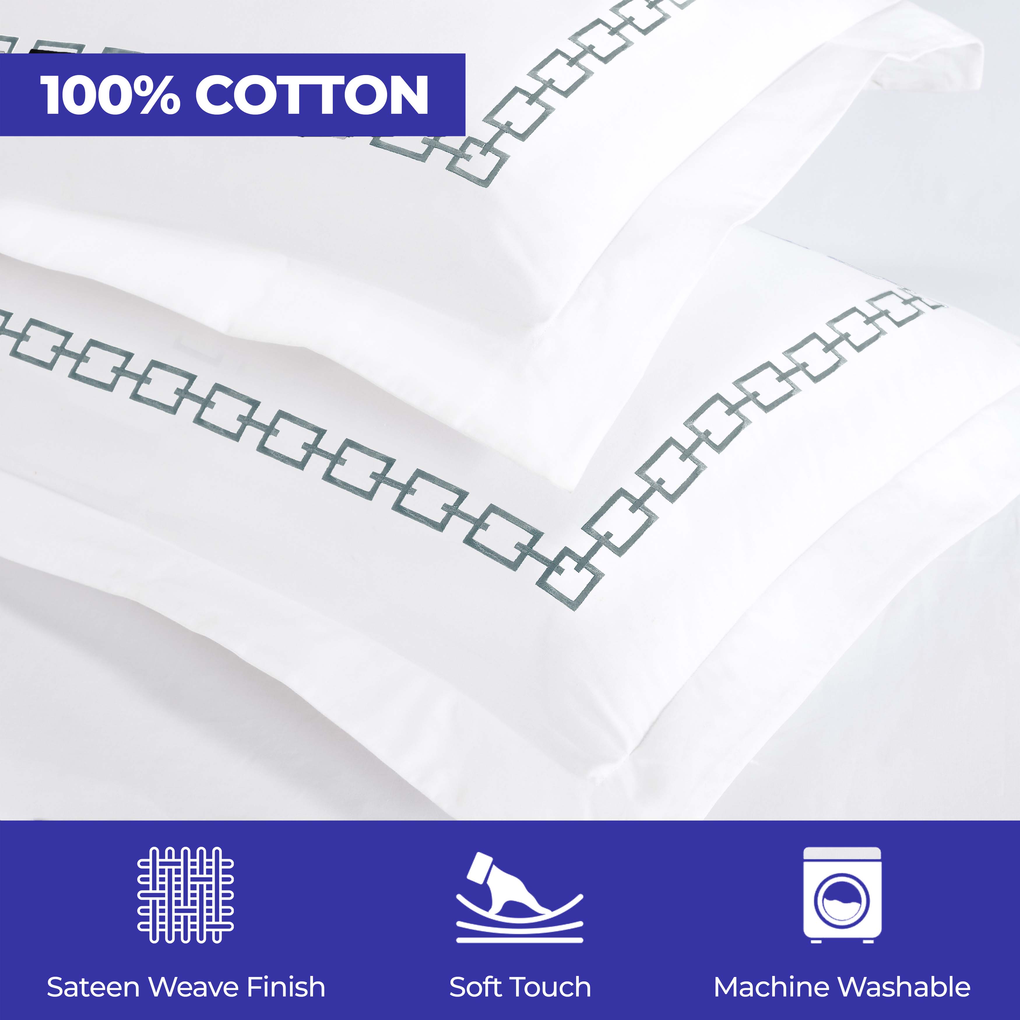 Chain Links Cotton Embroidered 3 Piece Duvet Cover Set - Duvet Cover Set by Superior Brand