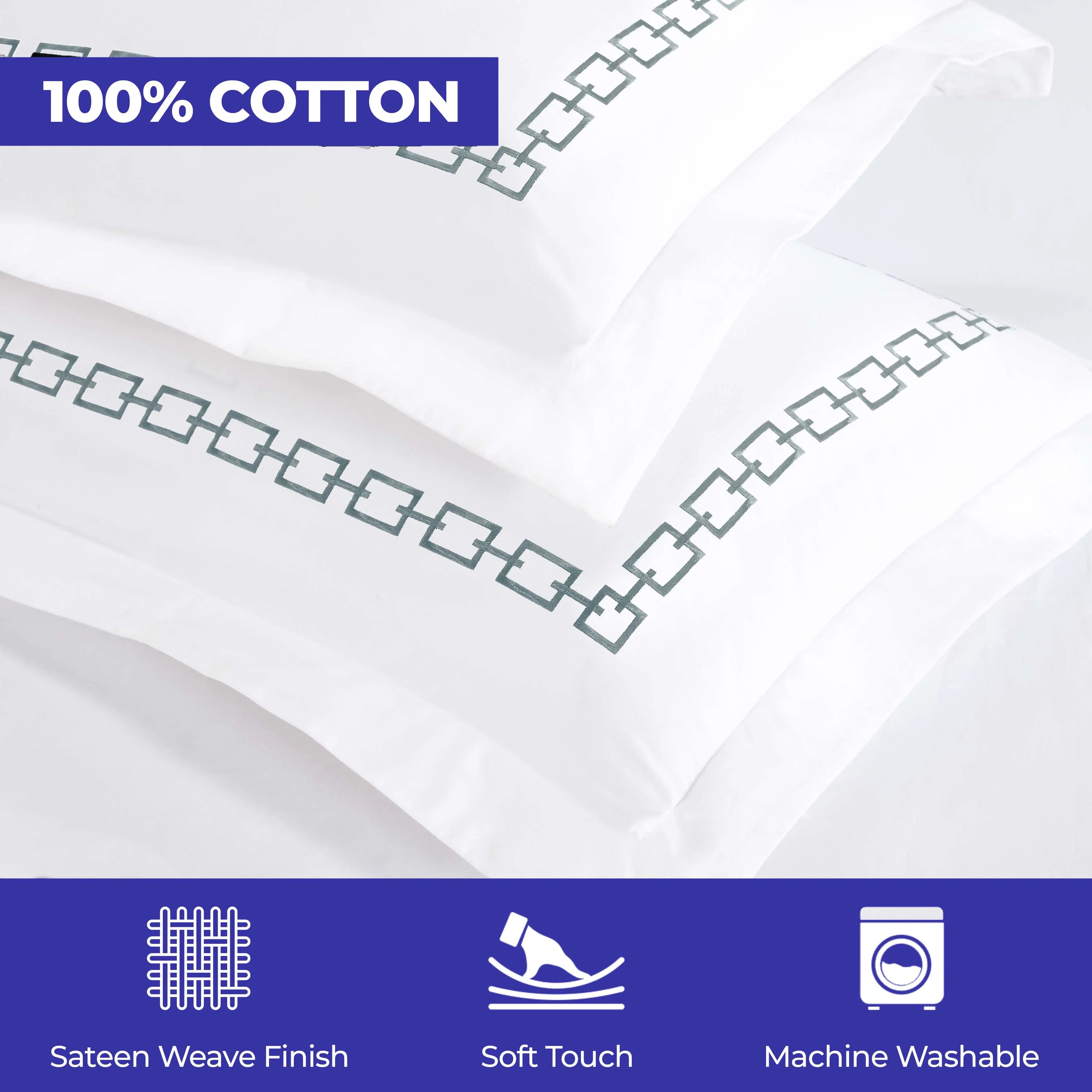 100% Cotton Chain Links Embroidered Duvet Cover Set - Duvet Cover Set by Superior Brand