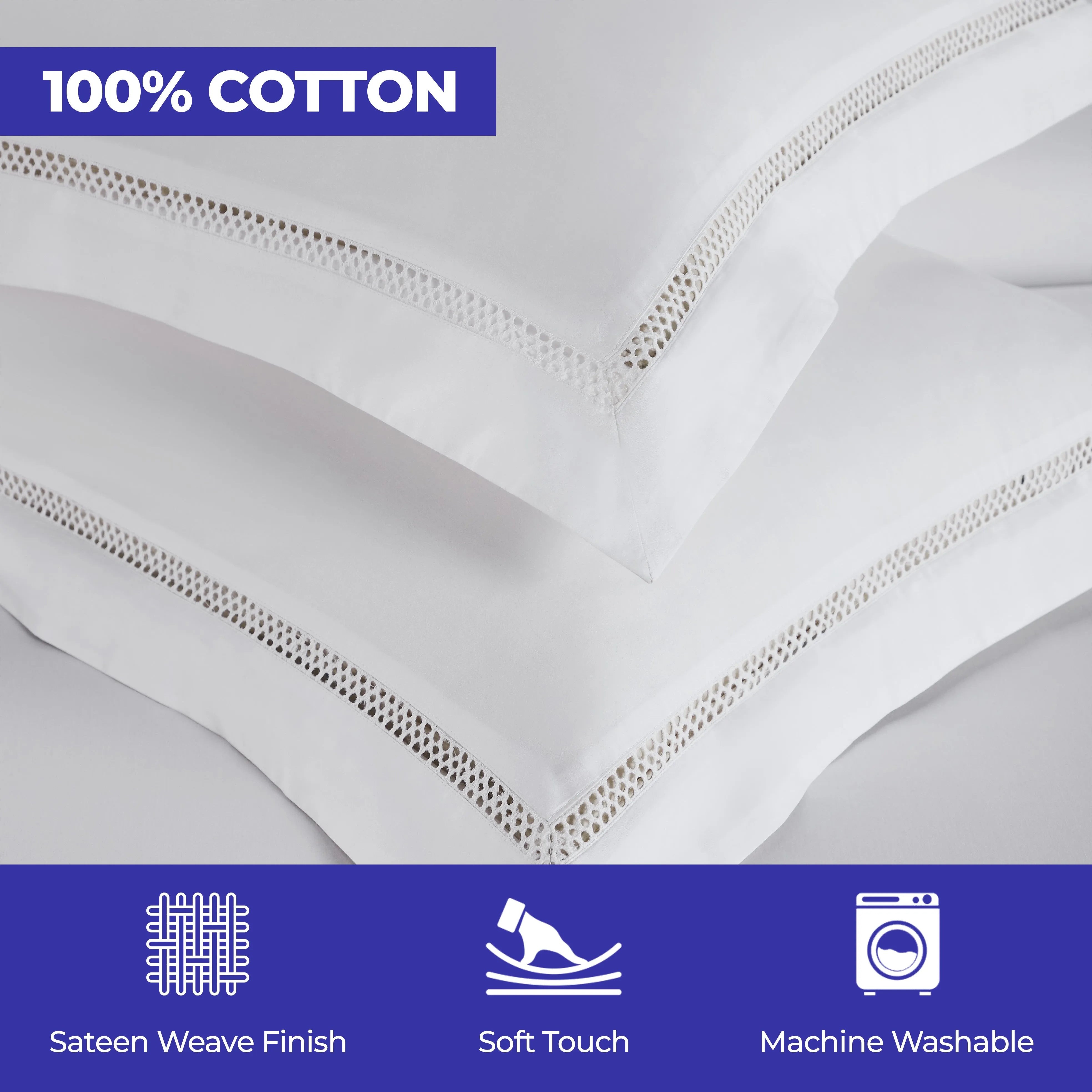 100% Cotton Cross-Stitch Embroidered Duvet Cover Set - Duvet Cover Set by Superior Brand