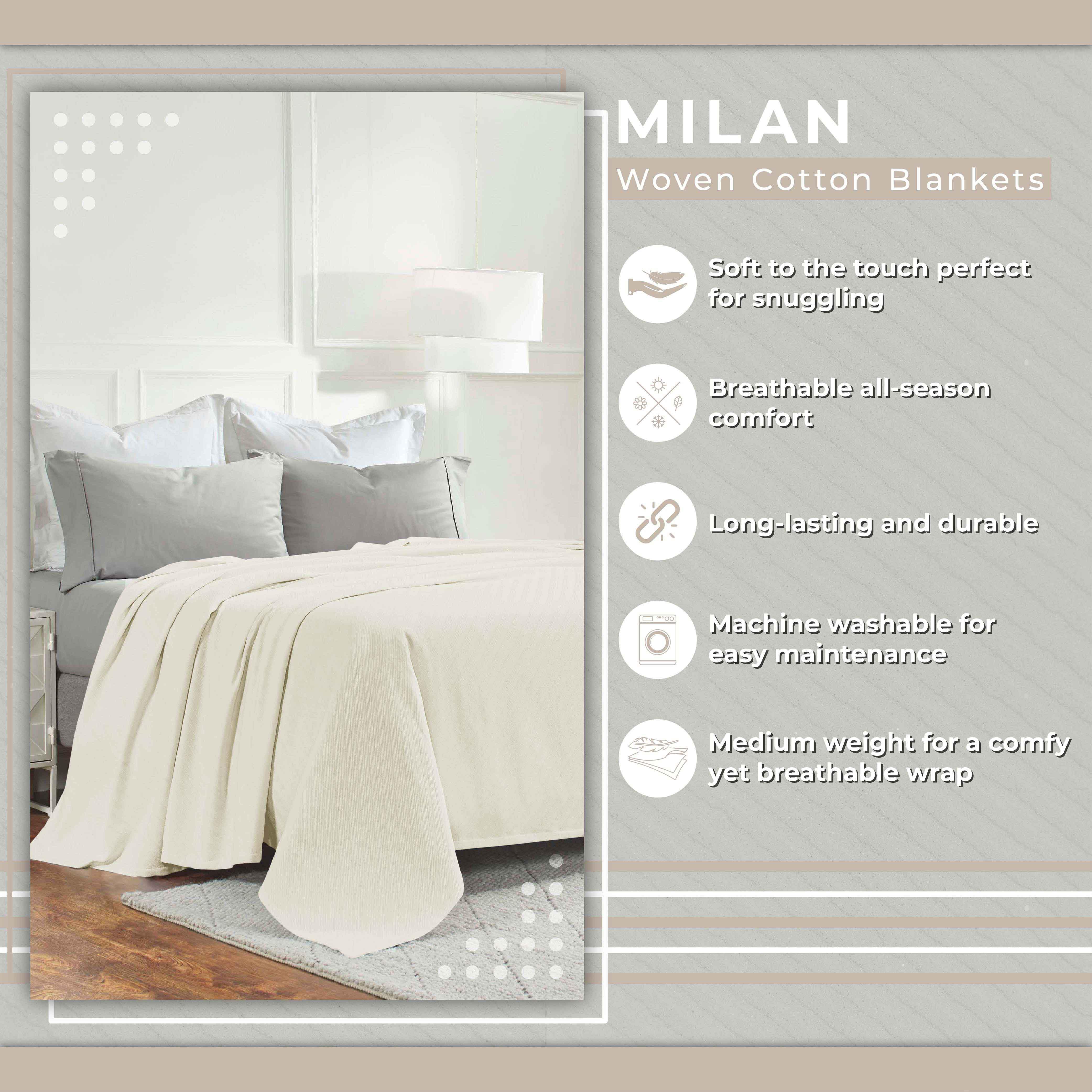 Milan Cotton Textured Jacquard Striped Lightweight Woven Blanket - Blanket by Superior Brand
