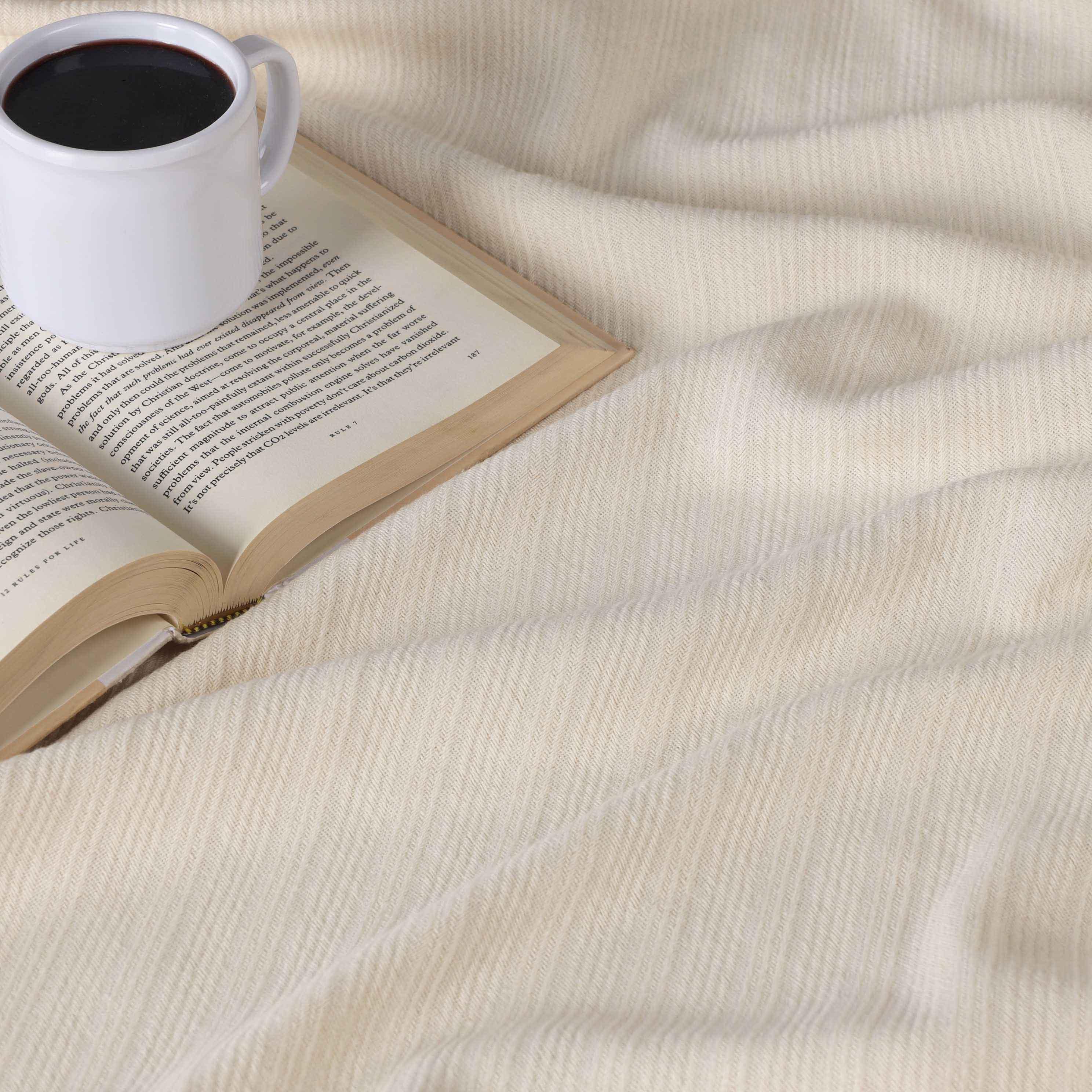 Milan Cotton Textured Jacquard Striped Lightweight Woven Blanket - Blanket by Superior Brand