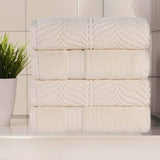 Zero Twist Cotton Solid and Jacquard Bath Towel Set of 4 - Bath Towel by Superior Brand