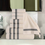 Brea Zero Twist Cotton Ribbed Geometric Border 8 Piece Towel Set - Towel Set by Superior Brand