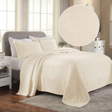 Lightweight Cotton Bedspread Sets 3-Piece Geometric Fret Jacquard Matelassé Scalloped - Bedspread by Superior Brand