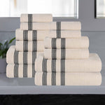Brea Zero Twist Cotton Ribbed Geometric Border 12 Piece Towel Set - Towel Set by Superior Brand