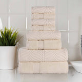 Chevron Zero Twist Solid and Jacquard Cotton 8 Piece Towel Set - Towel Set by Superior Brand