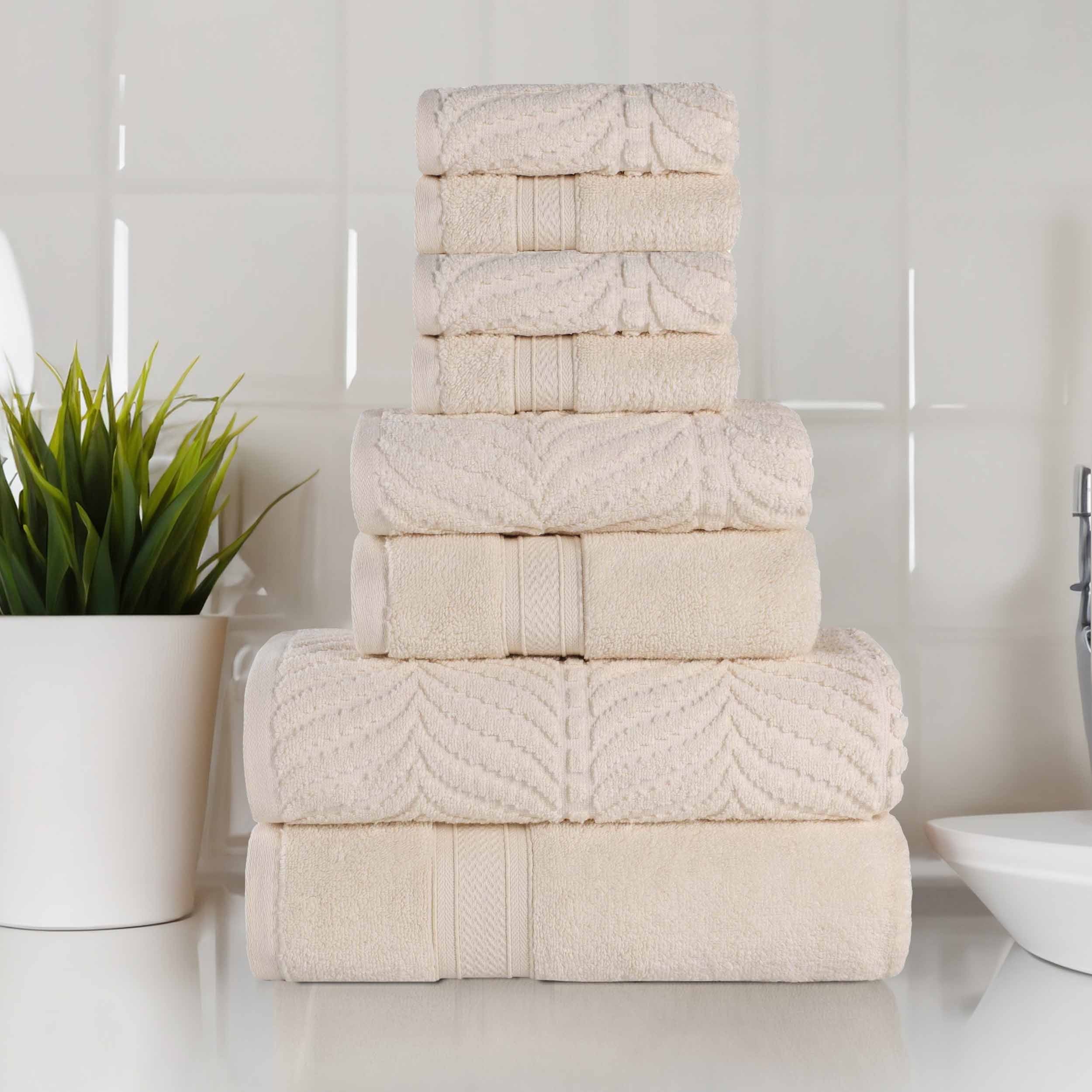 Chevron Zero Twist Solid and Jacquard Cotton 8 Piece Towel Set - Towel Set by Superior Brand